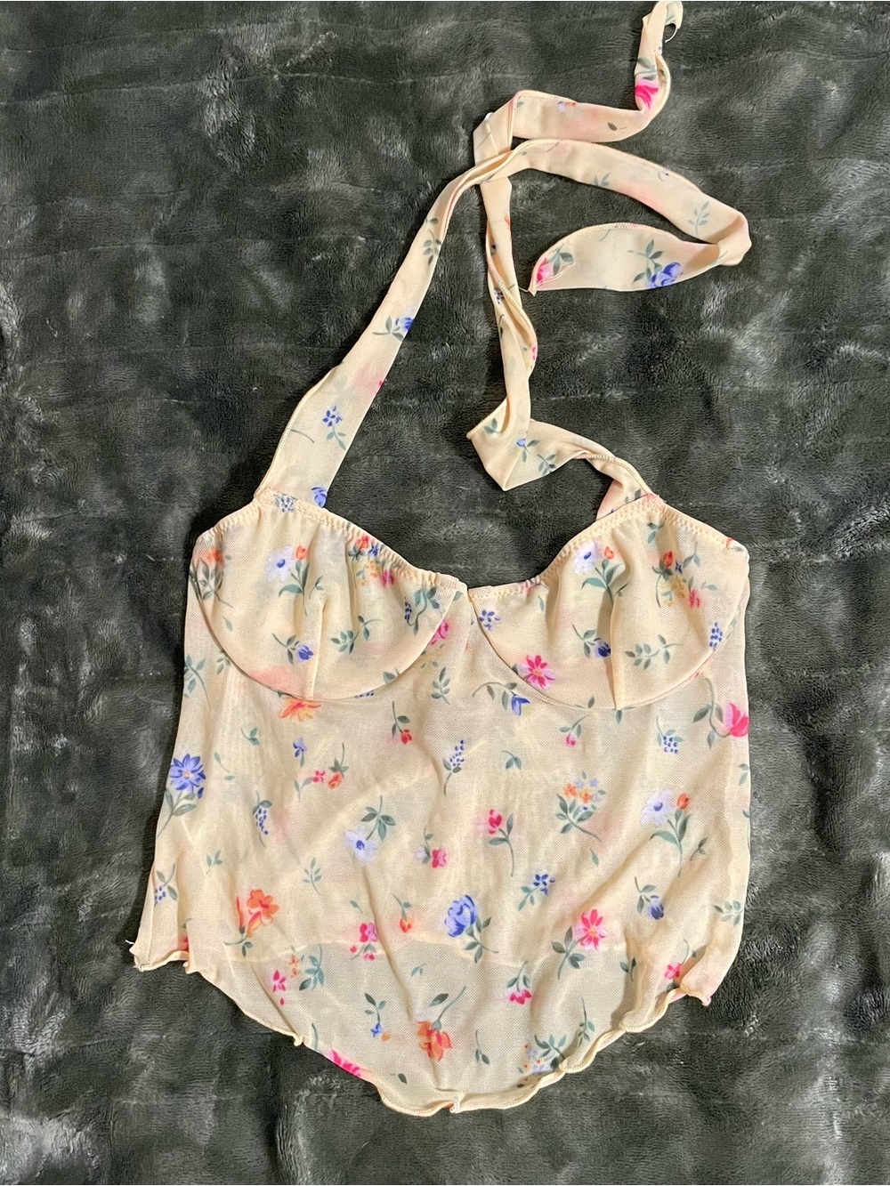 Floral Halter Bustier Top in Yellow